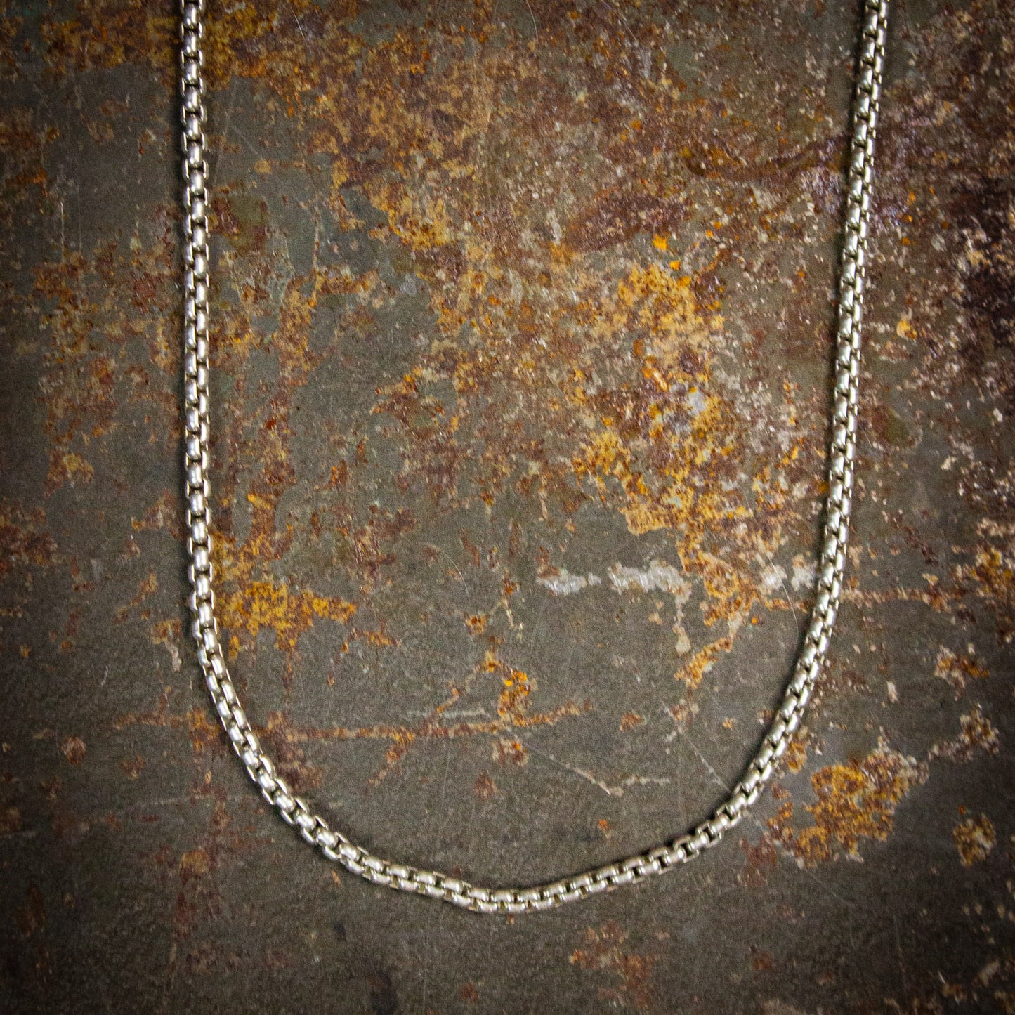 Vintage Sterling Silver Box Link Chain Necklace