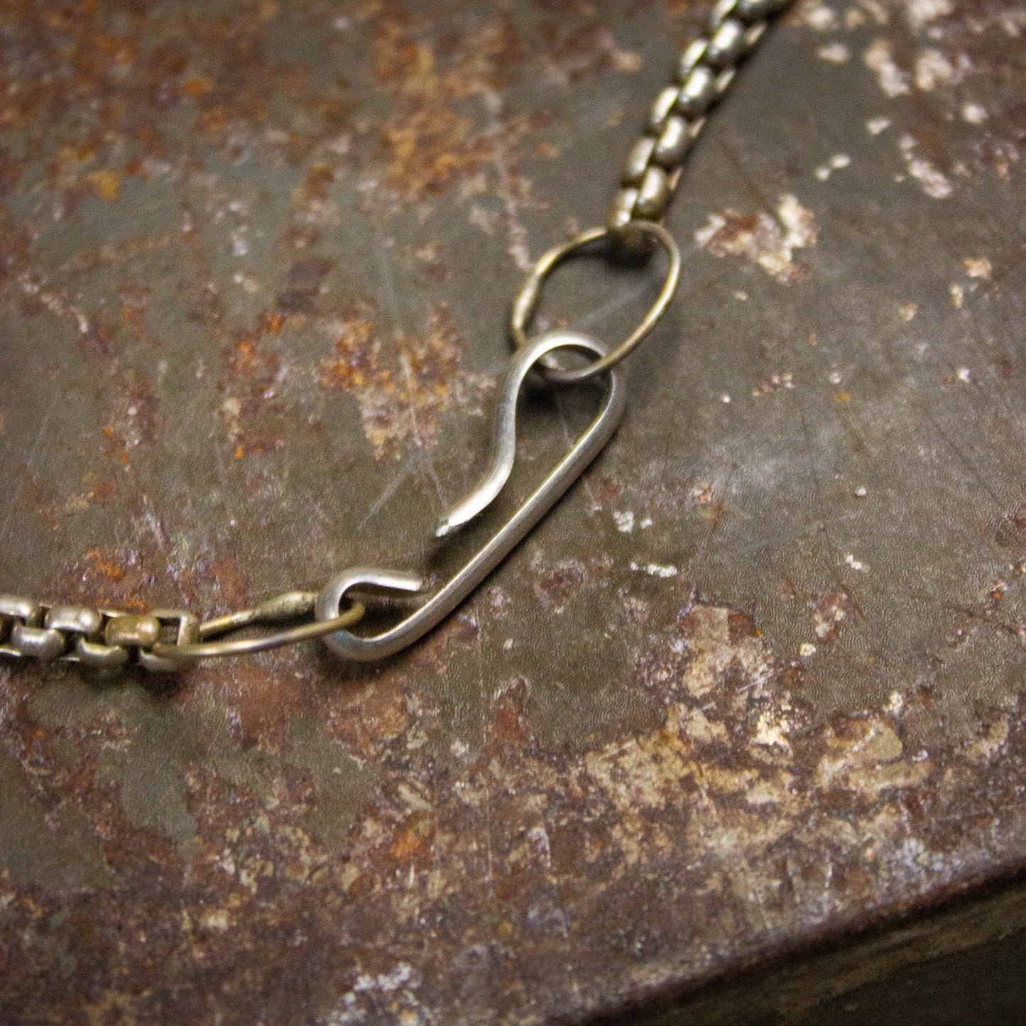 Vintage Sterling Silver Box Link Chain Necklace