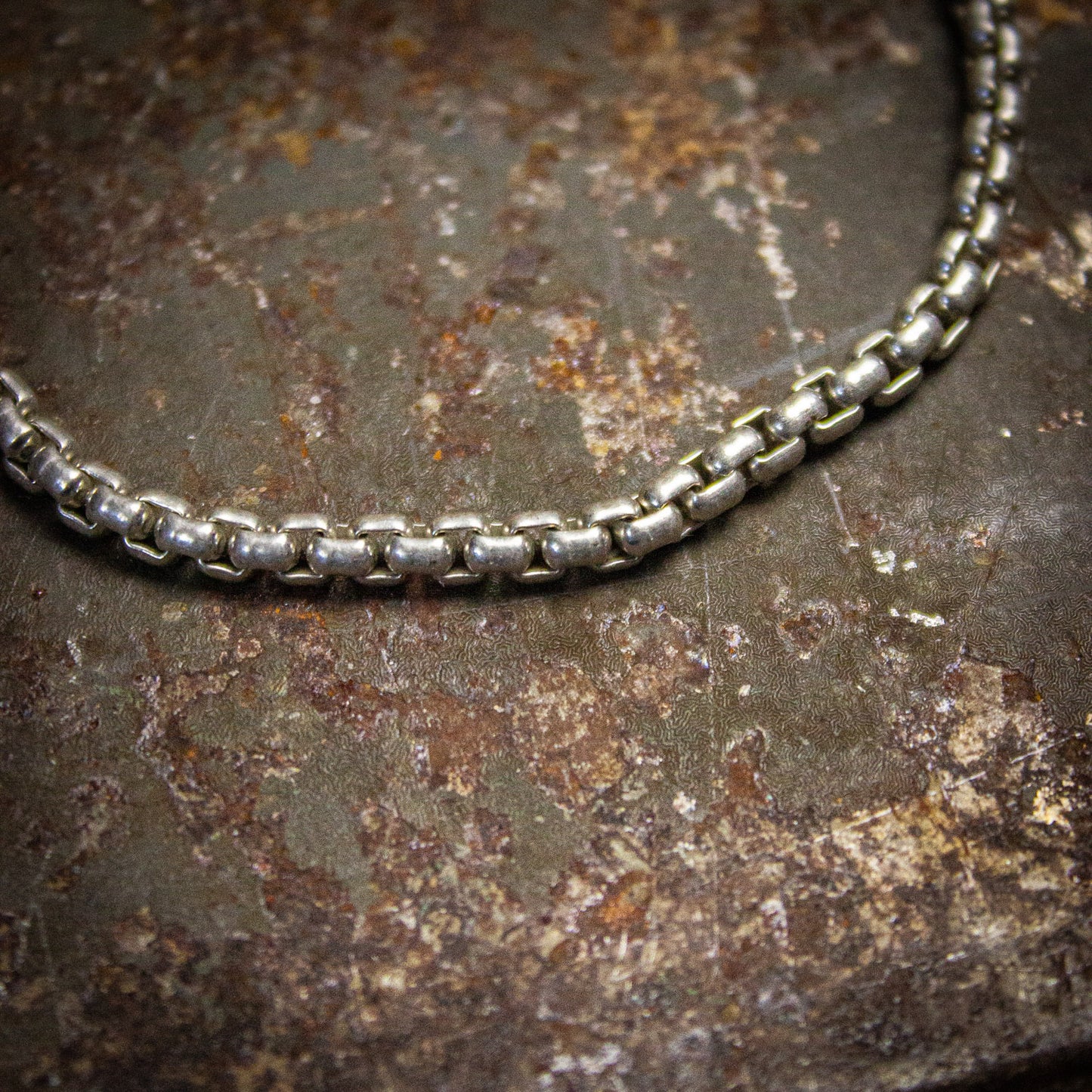 Vintage Sterling Silver Box Link Chain Necklace