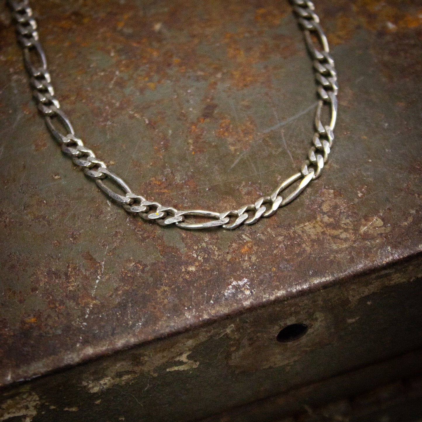 Vintage Sterling Silver Figaro Chain Necklace