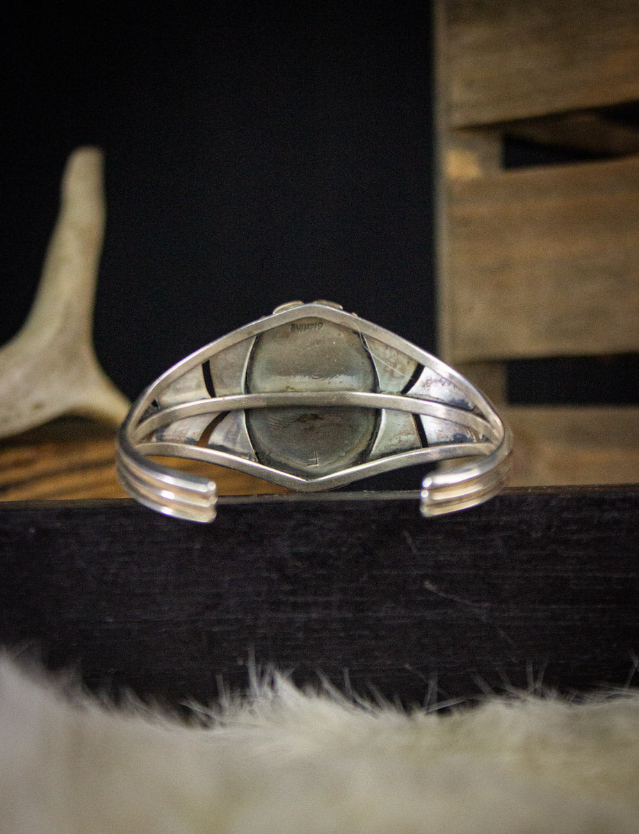 Vintage Sterling Silver Onyx Cuff