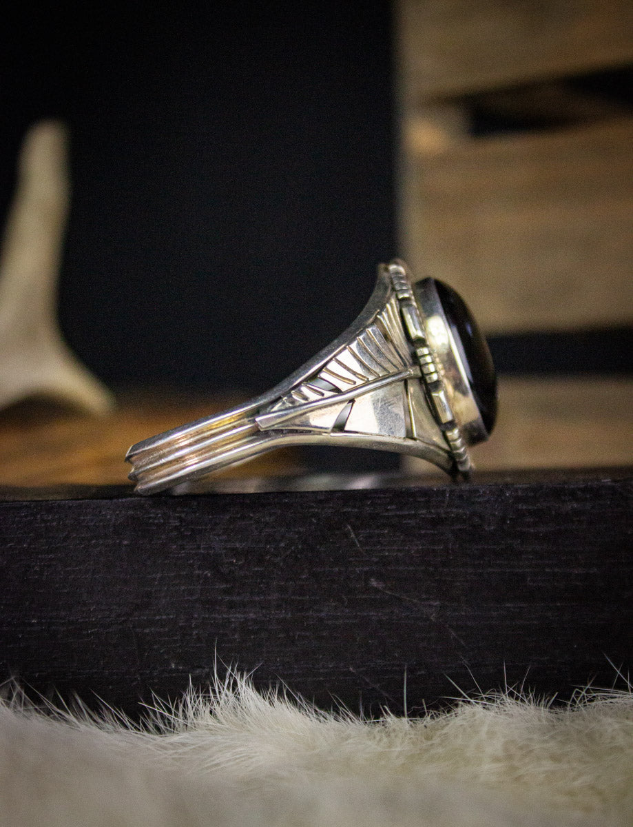 Vintage Sterling Silver Onyx Cuff