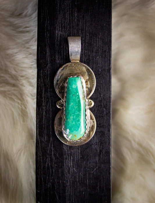 Vintage Sterling Silver Oval Turquoise Pendant