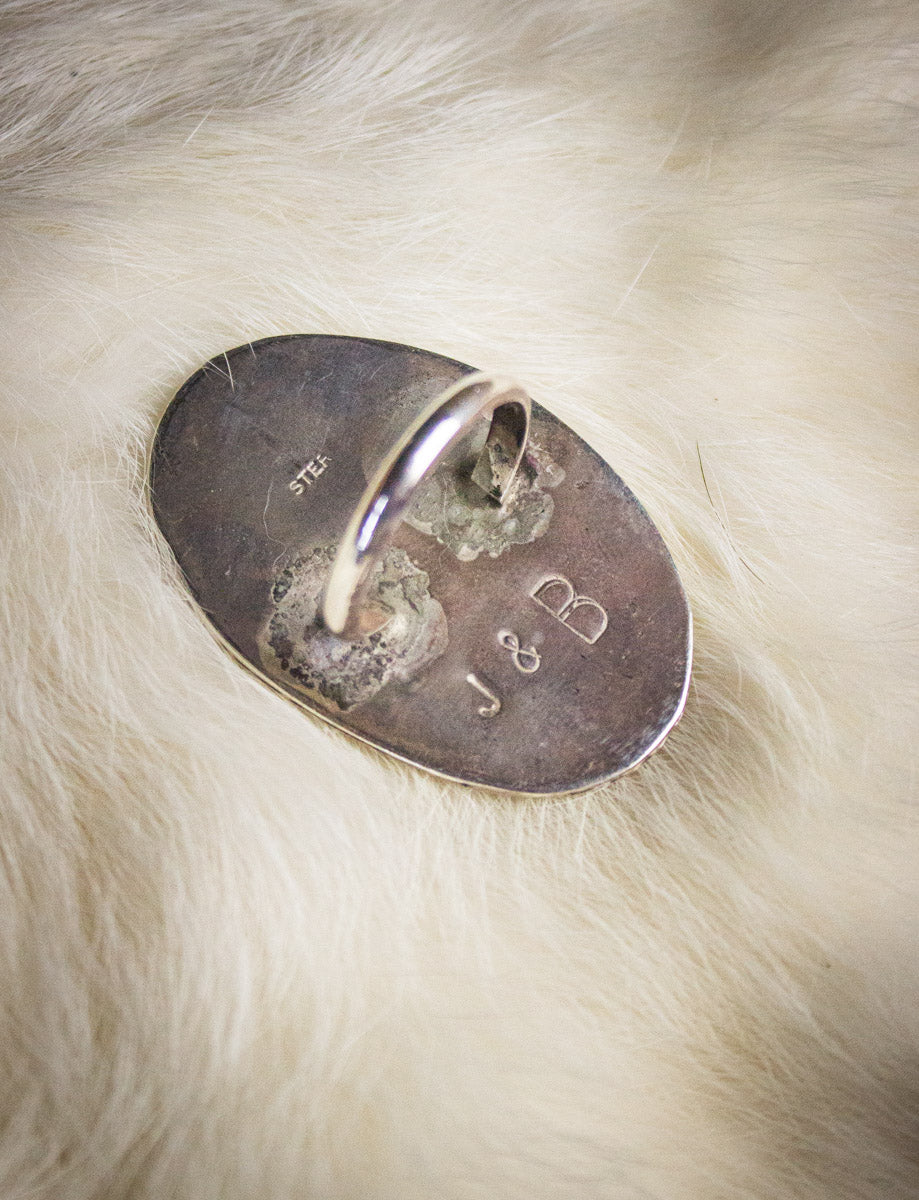 Vintage Sterling Silver Royston Ribbon Turquoise Ring Size 11