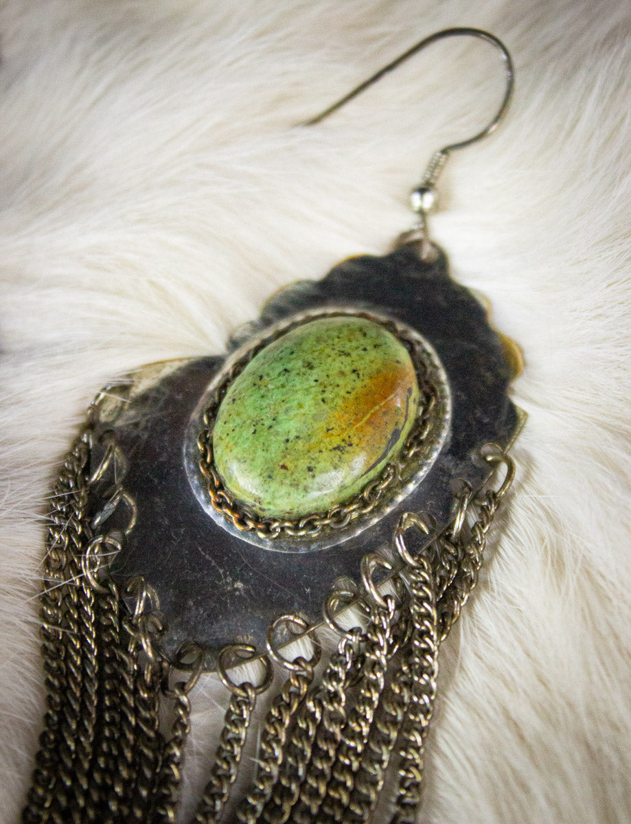 Vintage Sterling Silver Turquoise Chain Earrings