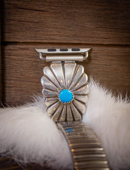 Vintage Turquoise Sterling Silver Watch Band (Apple Watch Ready)