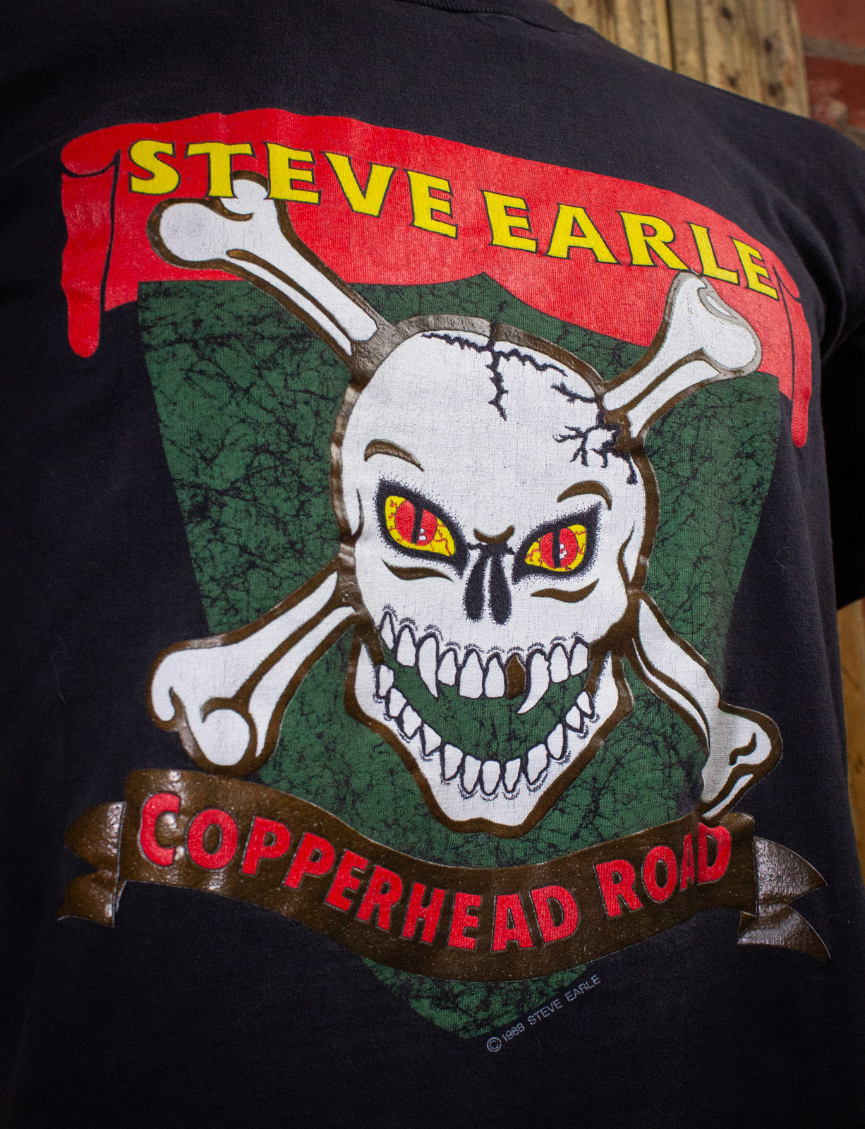 Vintage Steve Earle Copperhead Road Concert T Shirt 1988 Black Large