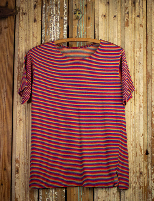Vintage Striped T Shirt 70s Red, Blue, and Yellow Small