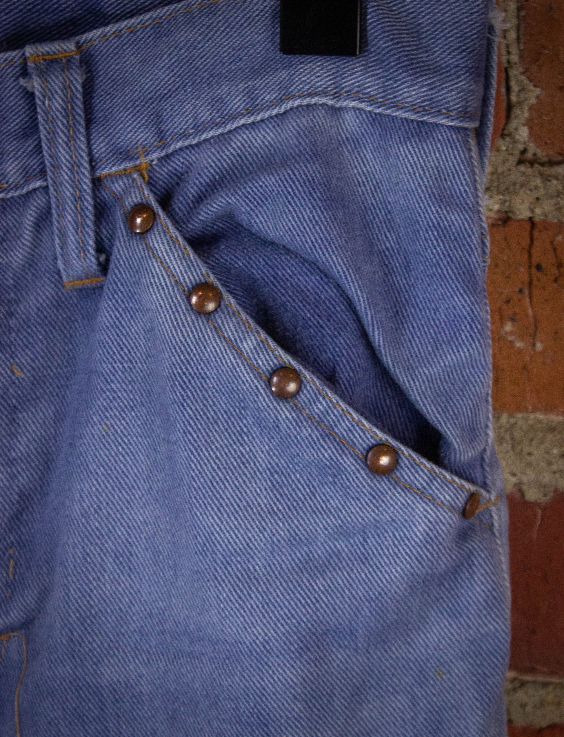 Vintage Studded Bell Bottom Denim Jeans 70s Light Wash 24x30