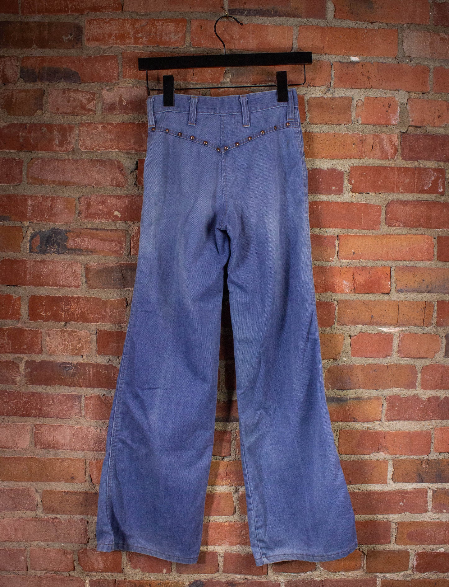 Vintage Studded Bell Bottom Denim Jeans 70s Light Wash 24x30