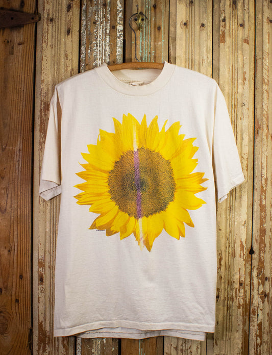 Vintage Sunflower Graphic T Shirt 1991 Tan Large