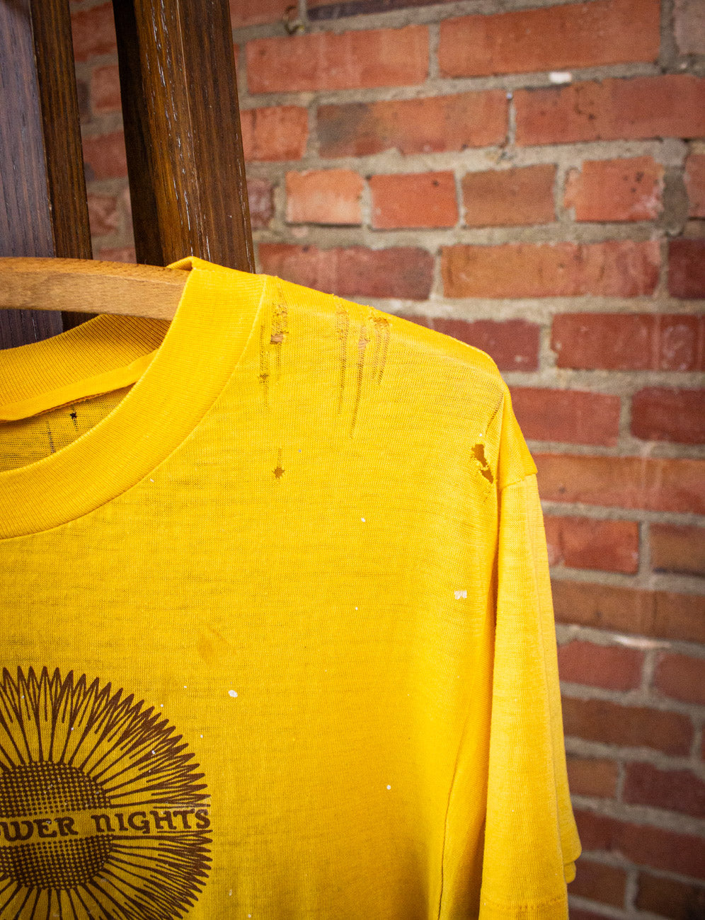 Vintage Sunflower Nights Graphic T Shirt 80s Yellow Small