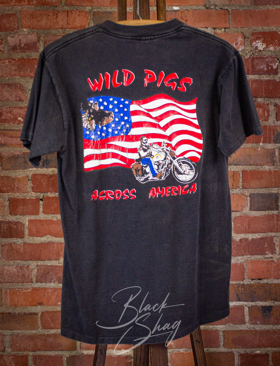 Vintage Support the Wild Pigs Graphic T Shirt 90s Black Medium