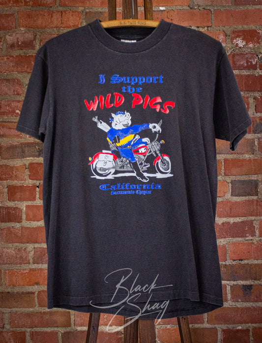 Vintage Support the Wild Pigs Graphic T Shirt 90s Black Medium