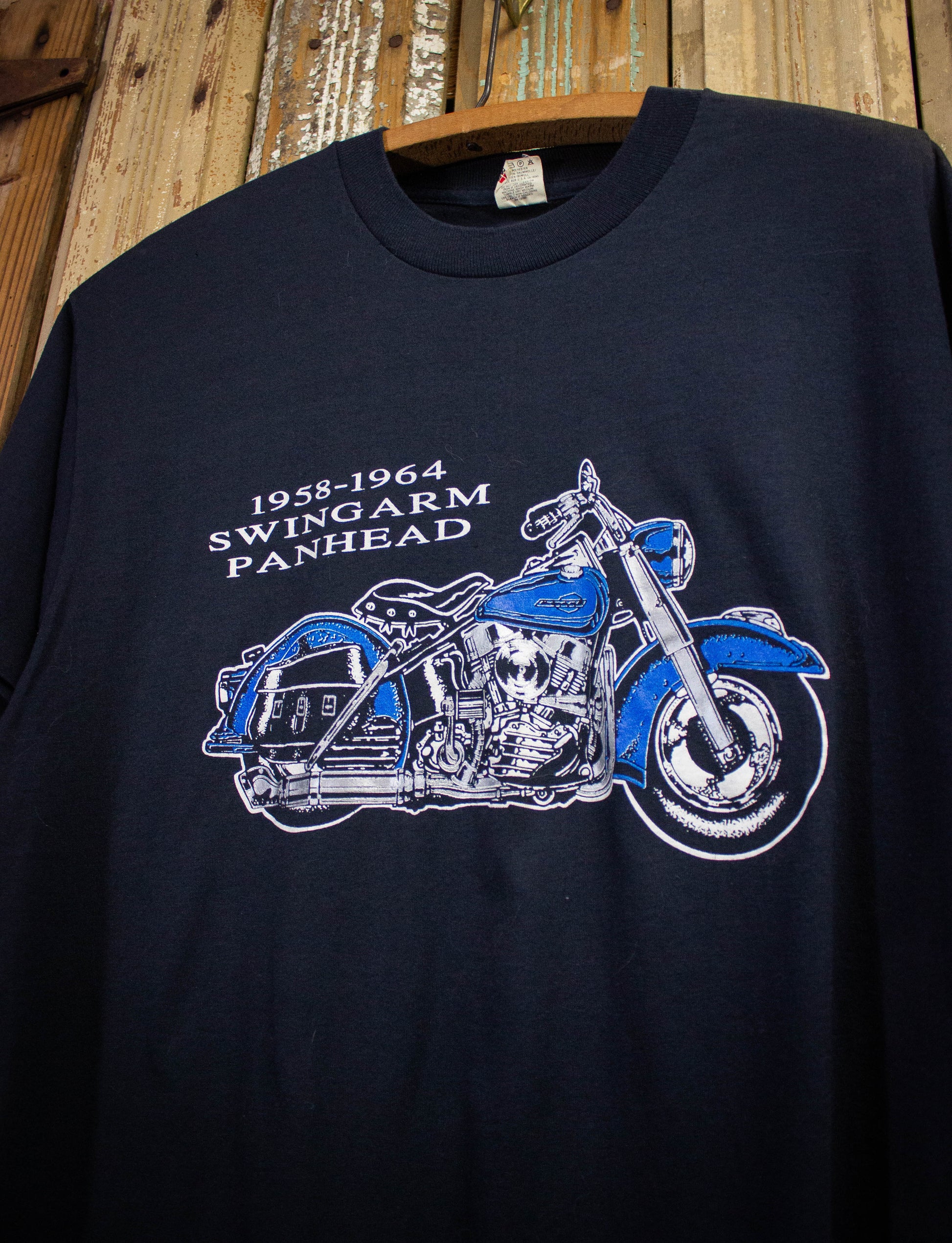 Vintage Swingarm Panhead Motorcycle Graphic T Shirt 80s Black Medium