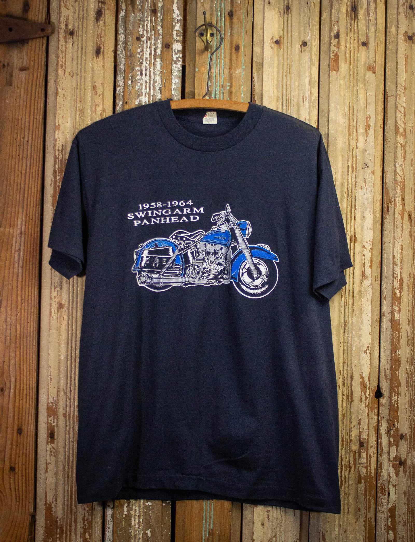 Vintage Swingarm Panhead Motorcycle Graphic T Shirt 80s Black Medium