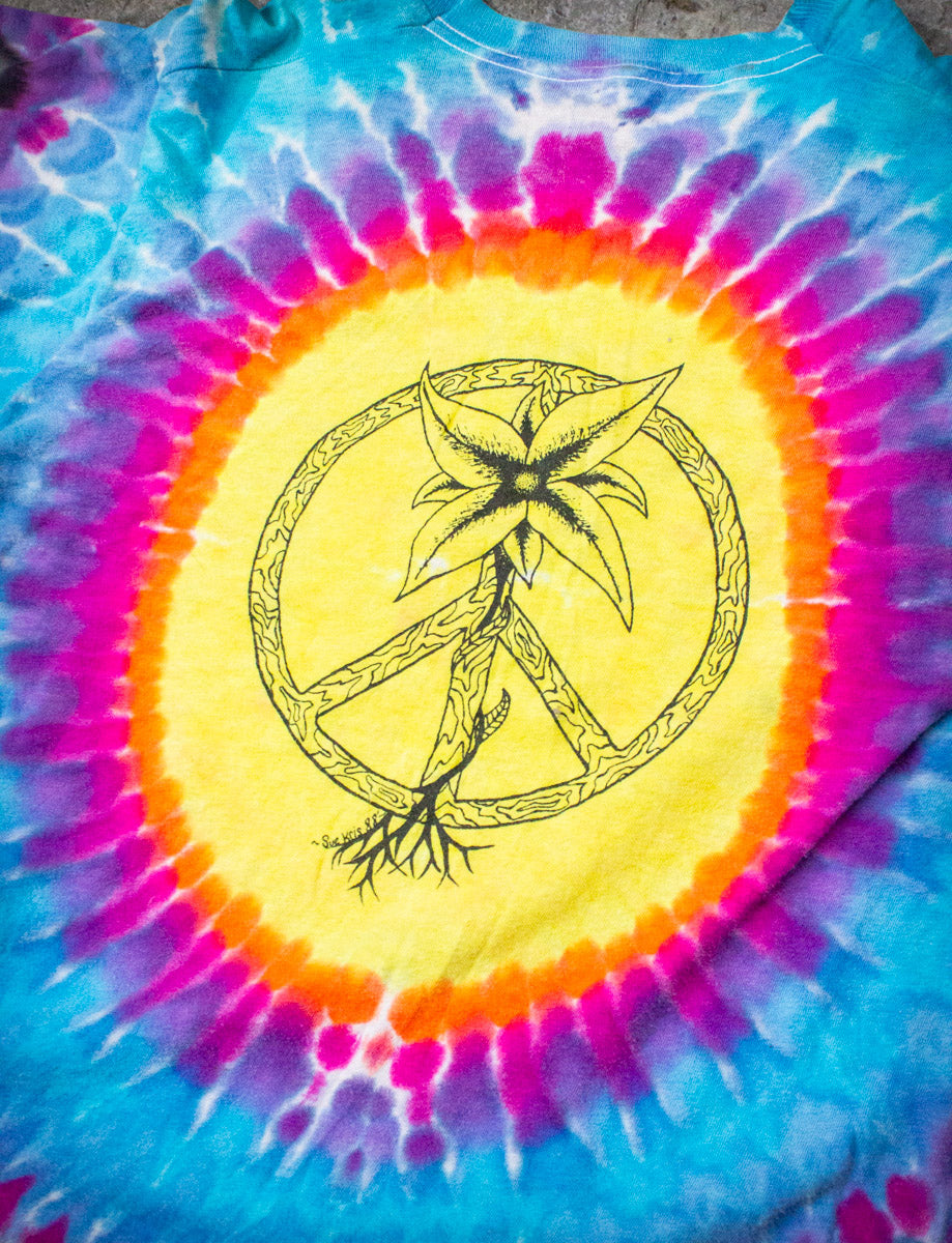 Vintage Syd Barrett Peace Sign Tie Dye Concert T Shirt 1988 Small
