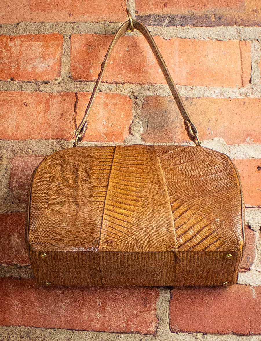 Vintage Tan Lizard Handbag Purse