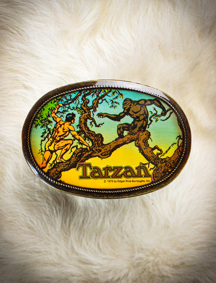 Vintage Tarzan and Monkey Belt Buckle 1975