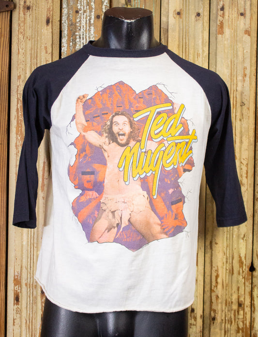 Vintage Ted Nugent World Wildlife Tour Raglan Concert T Shirt 1981 Black/White Large