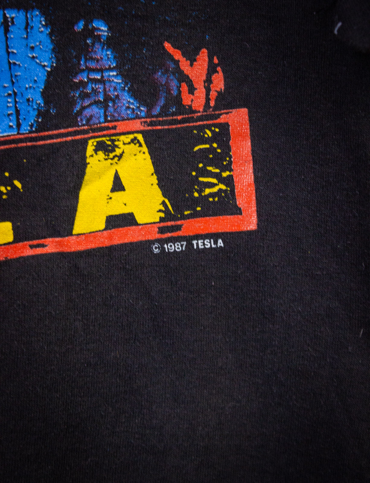 Vintage Tesla Tour Concert T Shirt 1987 Black Large