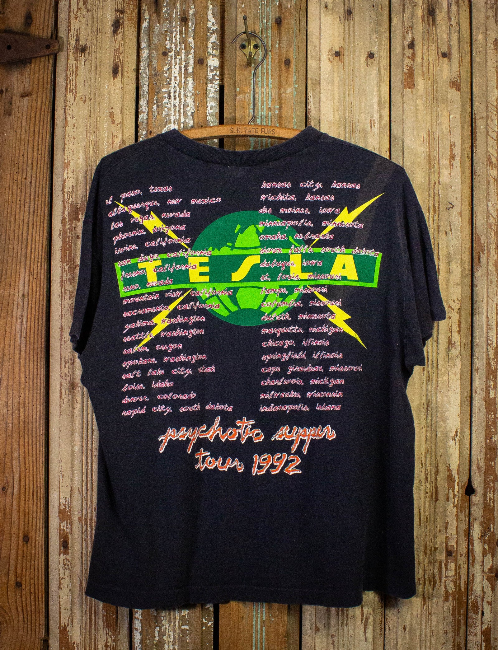 Vintage Tesla Psychotic Supper Tour Concert T Shirt 1992 Black Large