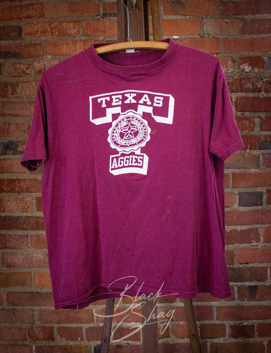 Vintage Texas A&M Graphic T Shirt 70s Red Medium