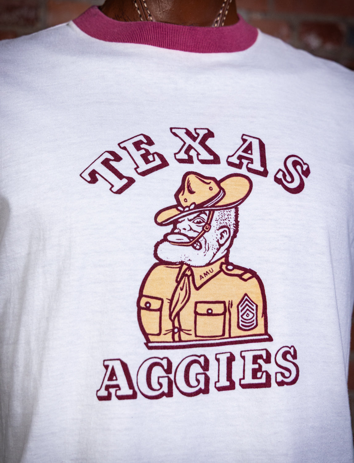 Vintage 70s Texas A&M Aggies Graphic Ringer T Shirt Large