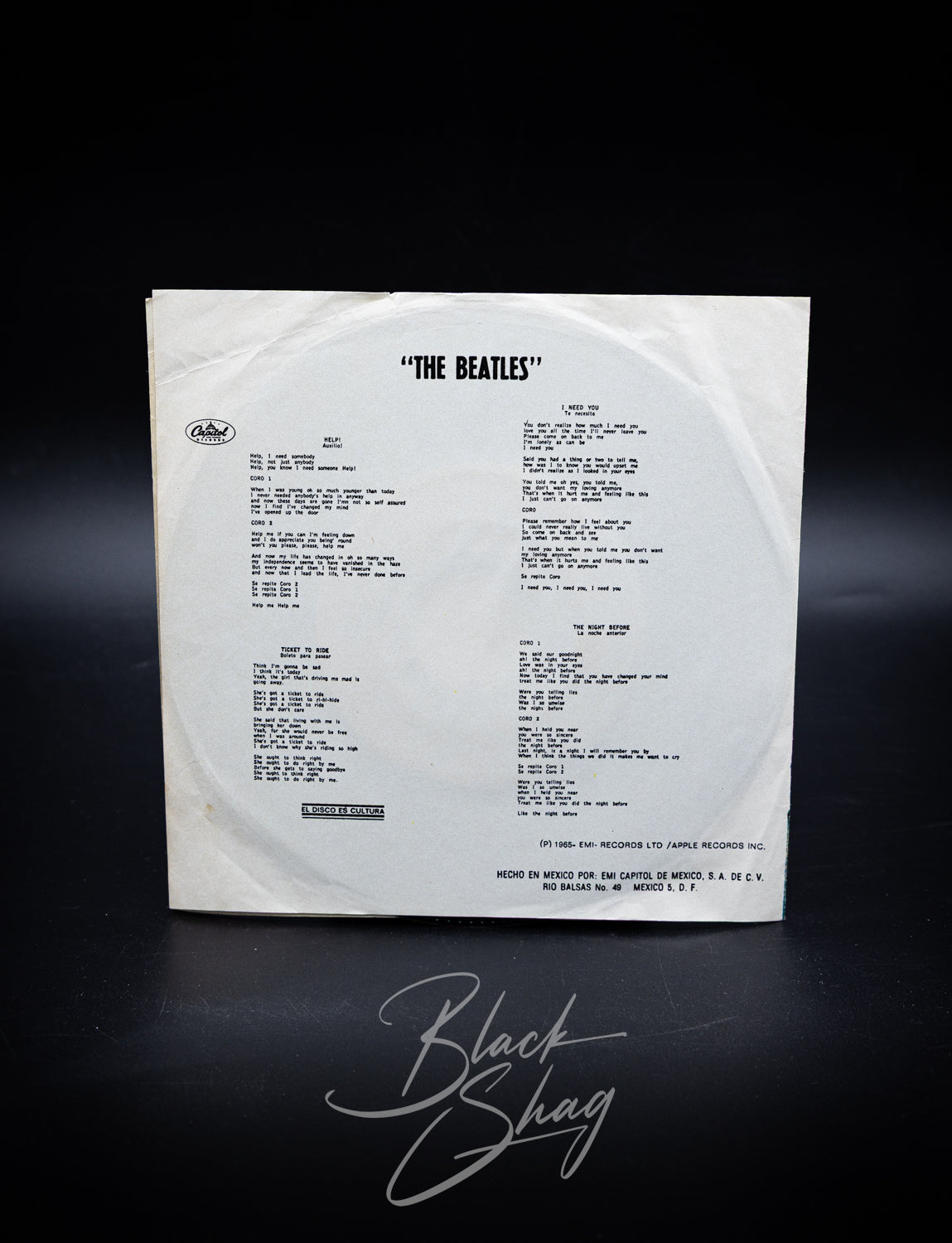 Vintage The Beatles Help/Ticket To Ride b/w I Need You/The Night Before 7" Vinyl Single