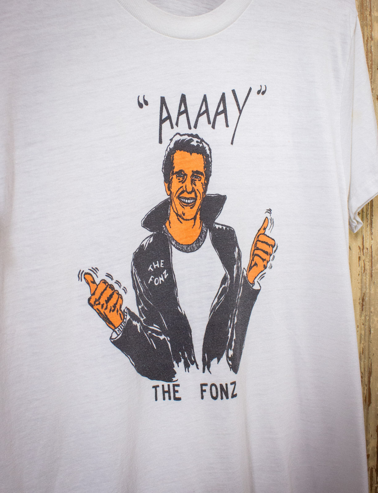 Vintage The Fonz AAAAY Graphic T Shirt White Large
