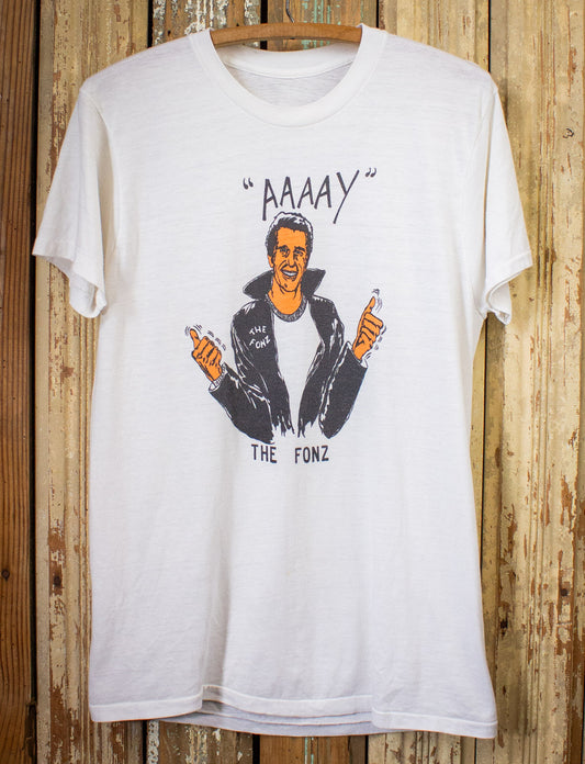 Vintage The Fonz AAAAY Graphic T Shirt White Large