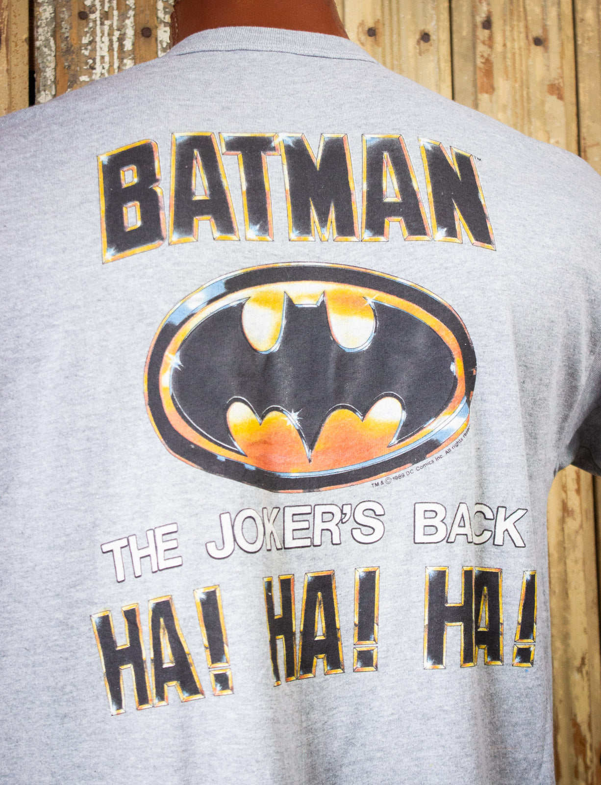 Vintage The Joker Batman Graphic T Shirt 1998 Grey XL