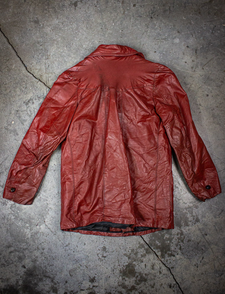 Vintage Sears Leather Shop Red Leather Blazer 70s Small – Black