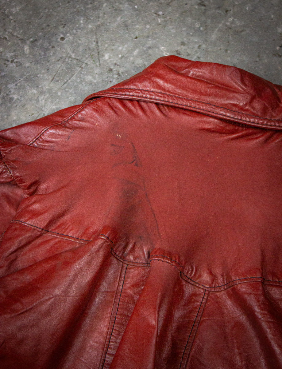Vintage Sears Leather Shop Red Leather Blazer 70s Small