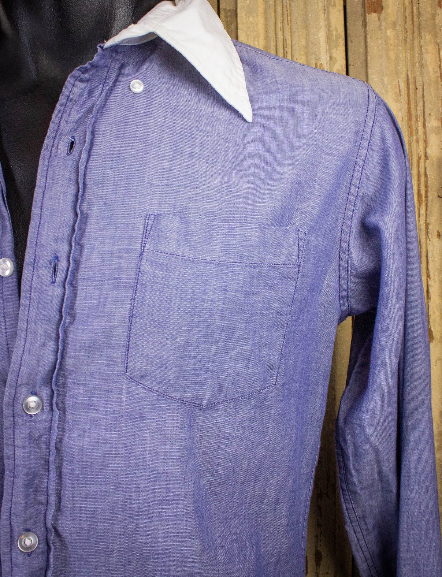 Vintage The Mod by Campus Button Up Shirt 60s Blue/White Medium