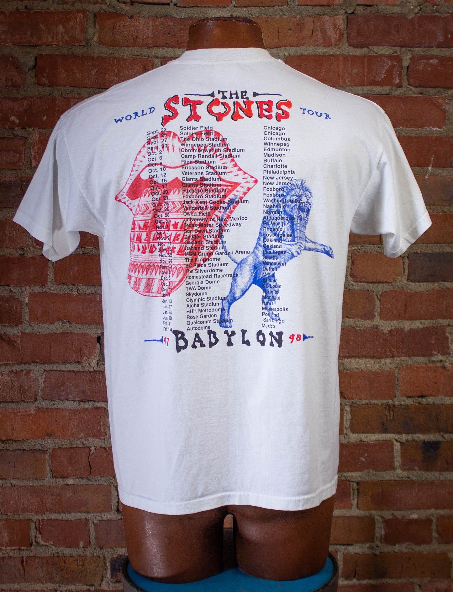 Vintage The Rolling Stones Bridges To Babylon World Tour Concert T-Shirt 1997 Large