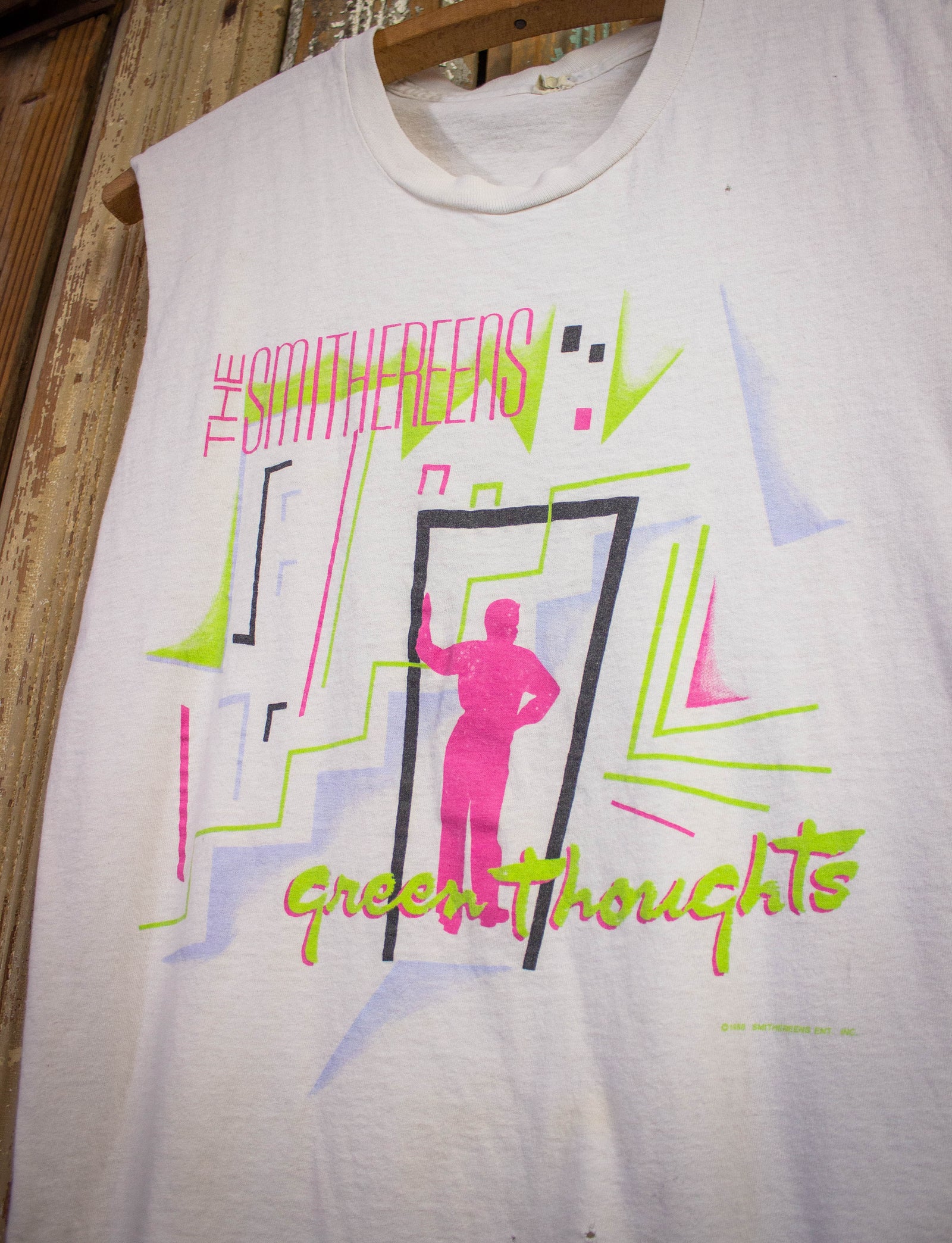 Vintage The Smithereens Green Thoughts Cut Off Concert T Shirt 1988 White Medium