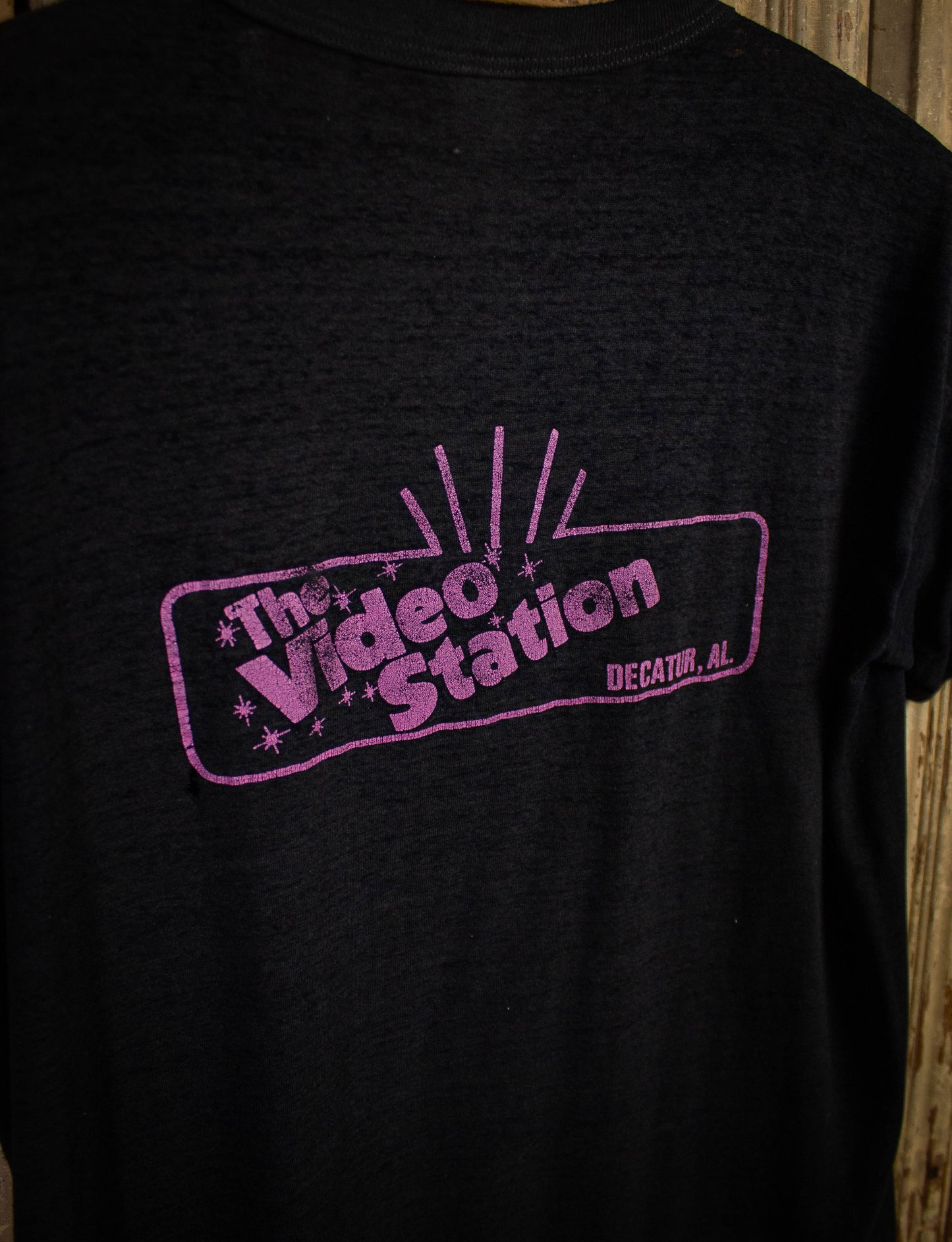 Vintage Video Station Graphic T Shirt 80s Black Large