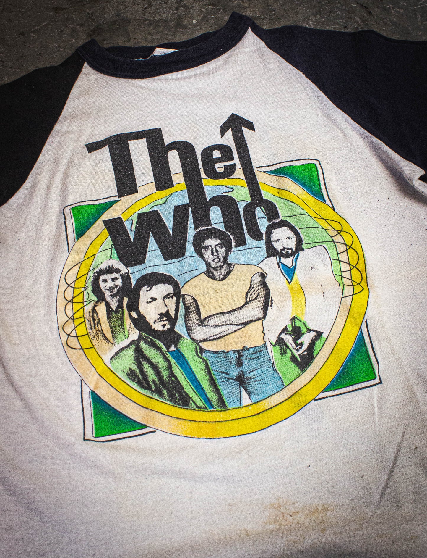 Vintage The Who Parking Lot Raglan Concert T Shirt 70s White/Black Small