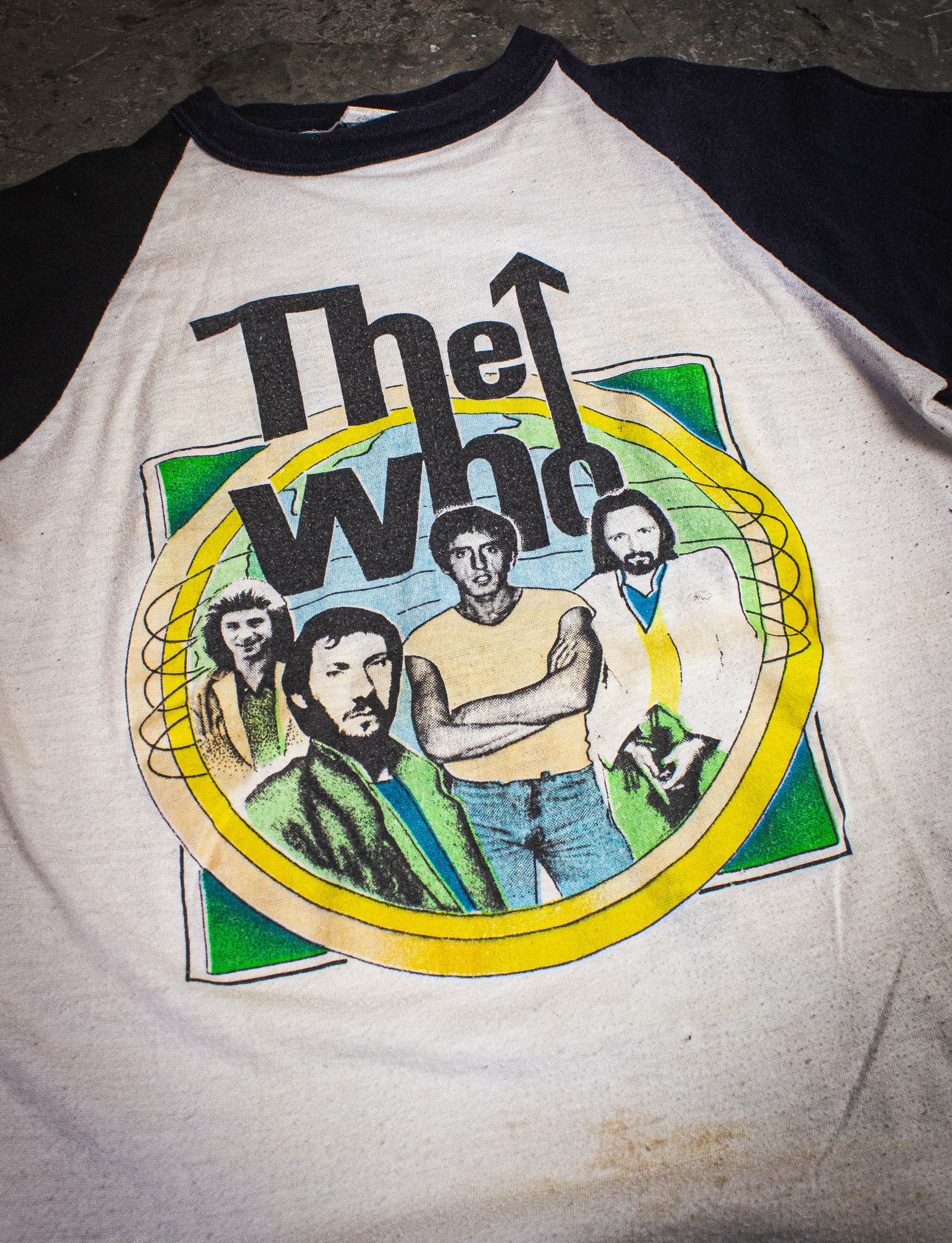 Vintage The Who Parking Lot Raglan Concert T Shirt 70s White/Black Small