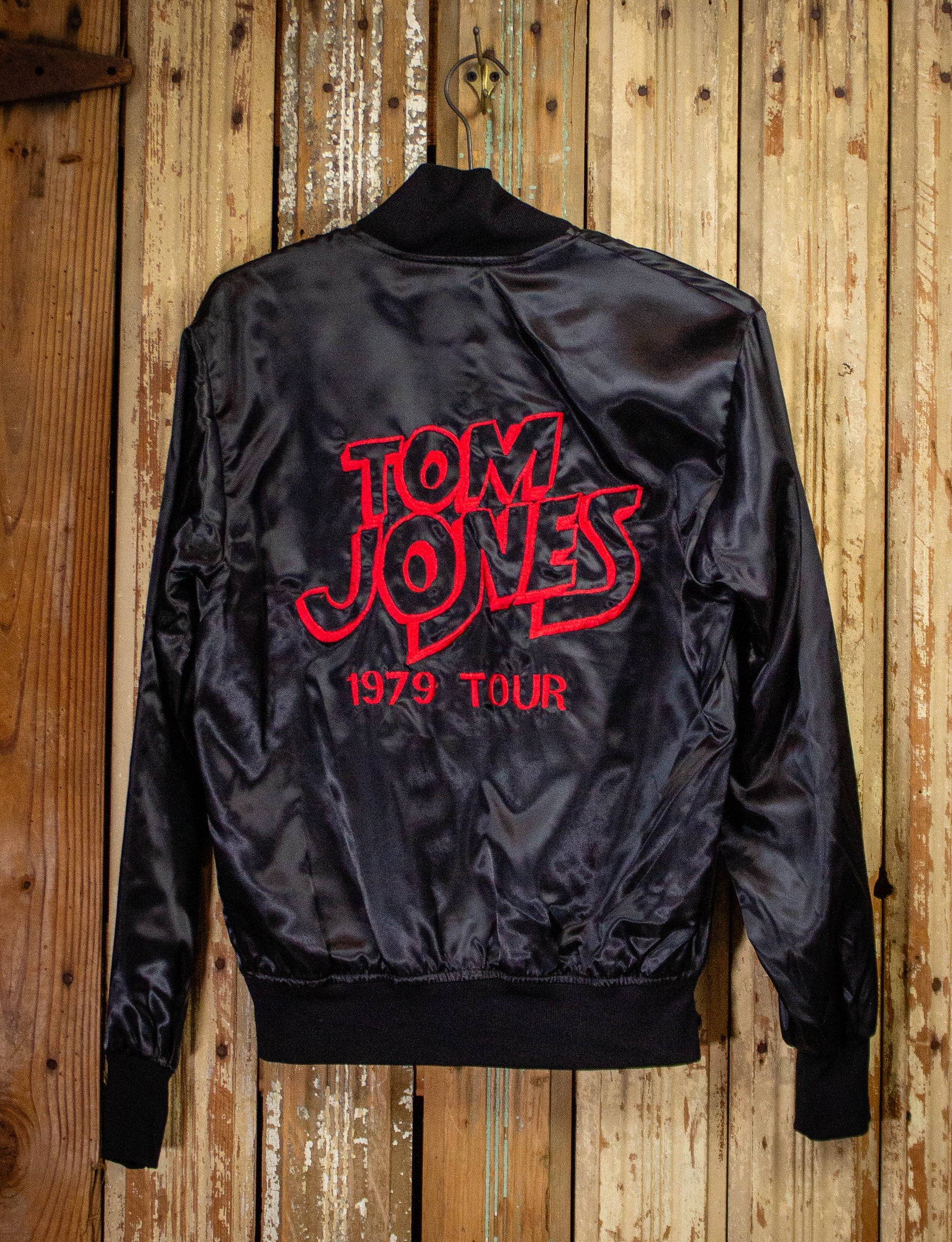 Vintage Tom Jones Satin Tour Jacket 1979 Black Small-Medium