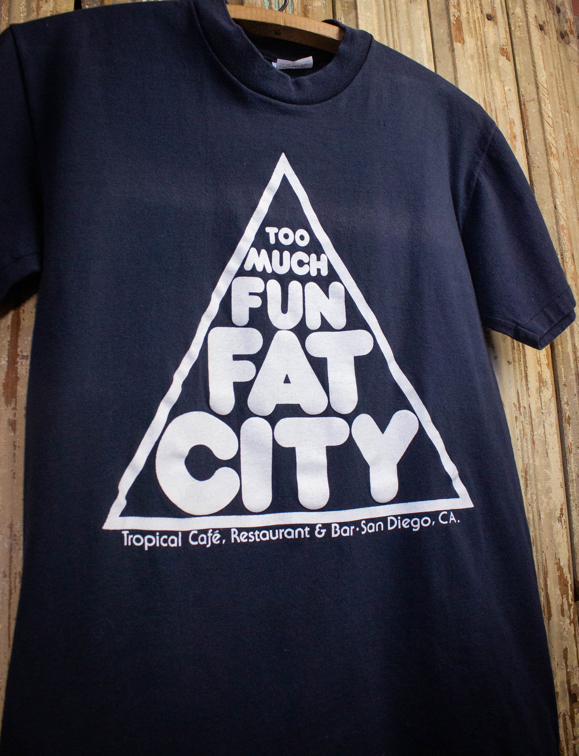 Vintage Too Much Fun Fat City Graphic T Shirt 90s Black Small/Medium
