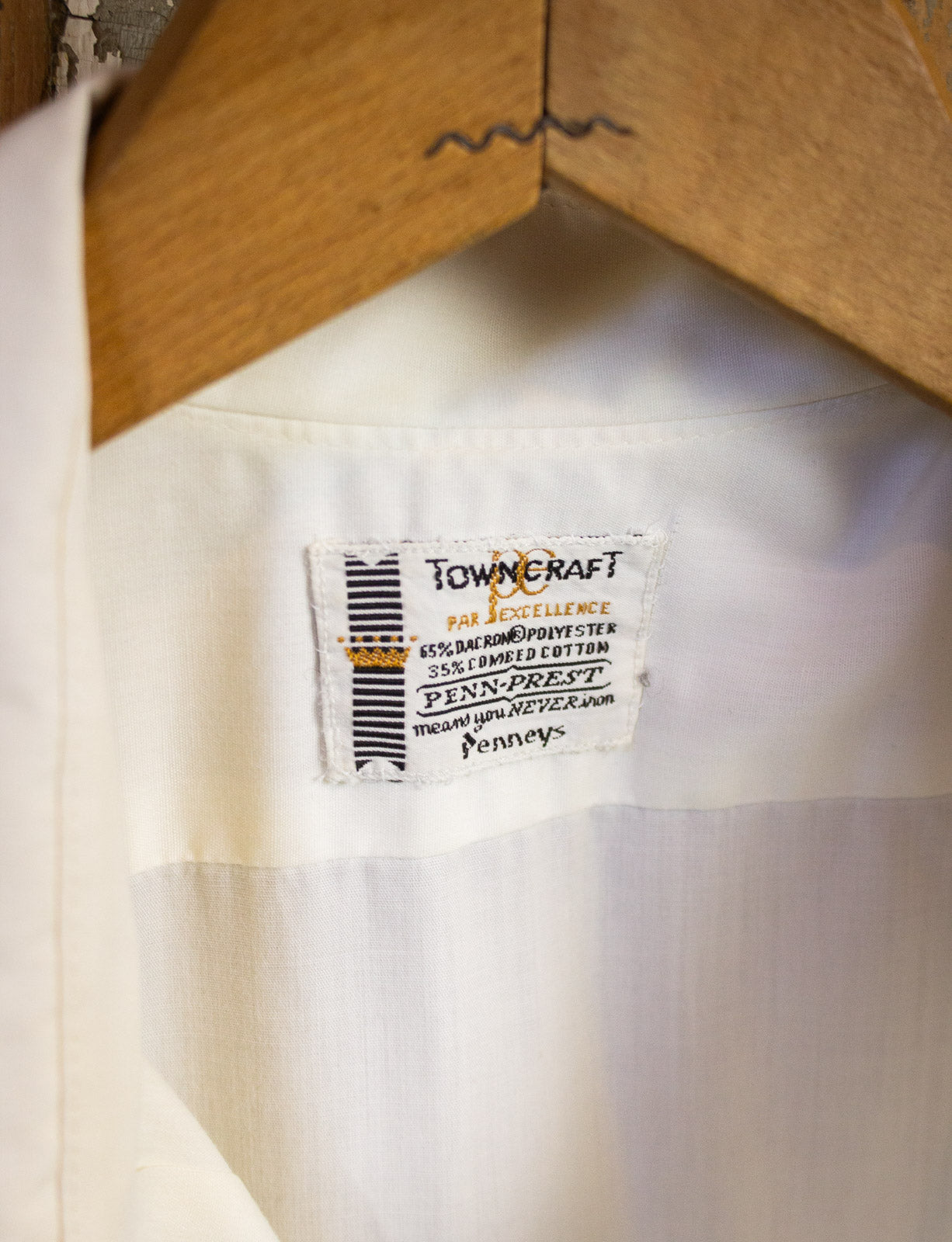 Vintage Towncraft White Button Up Shirt 60s Large