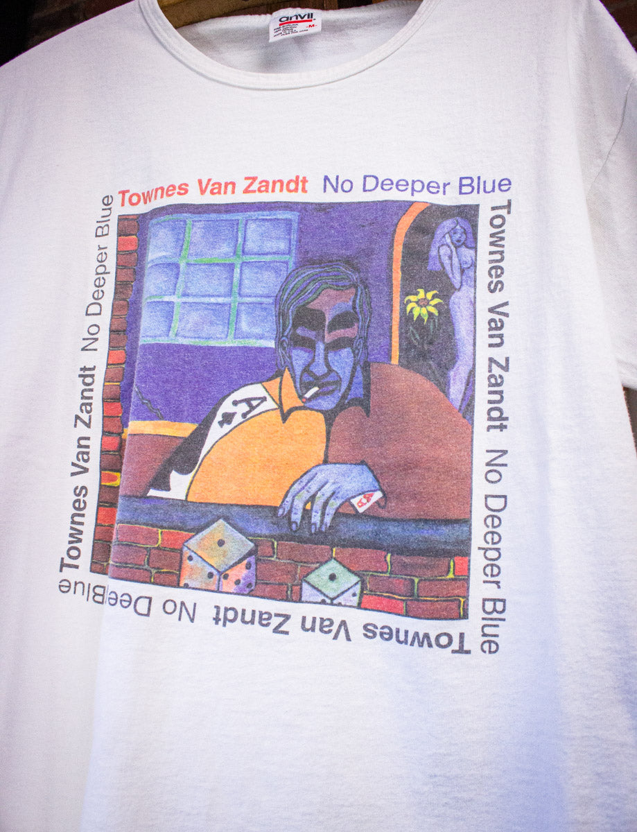 Vintage Townes Van Zandt No Deeper Blue Concert T Shirt 90s White Medium