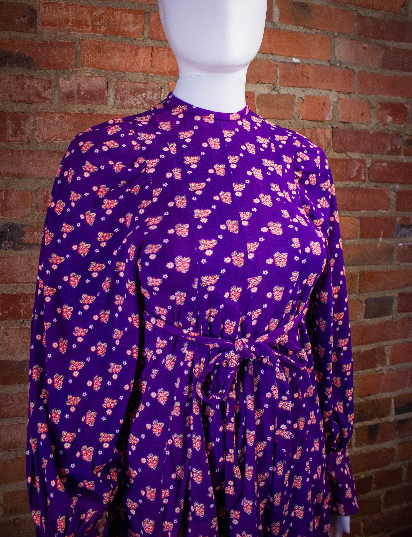 Vintage Tres Petite Flower Print Mini Dress 70s Purple XS