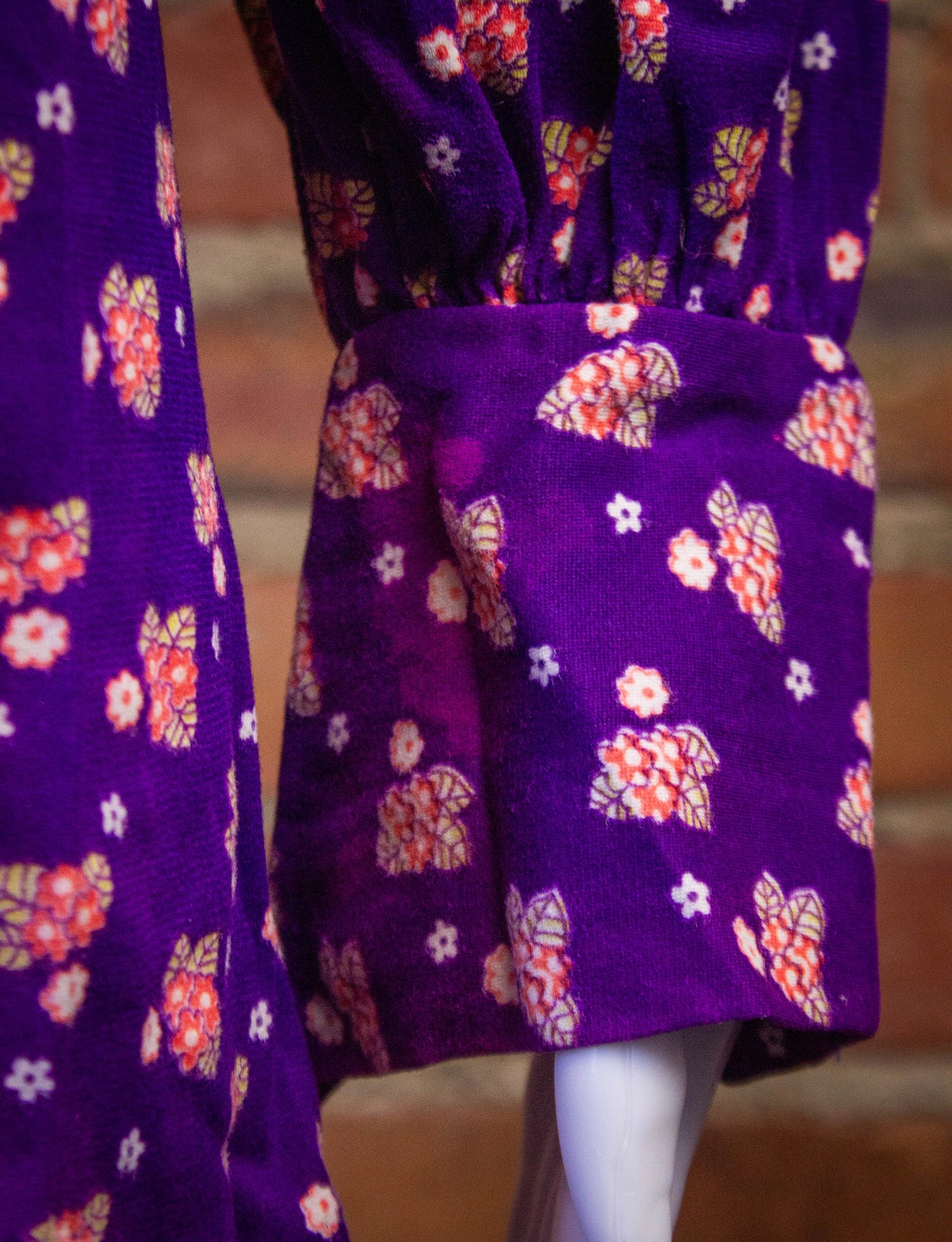 Vintage Tres Petite Flower Print Mini Dress 70s Purple XS