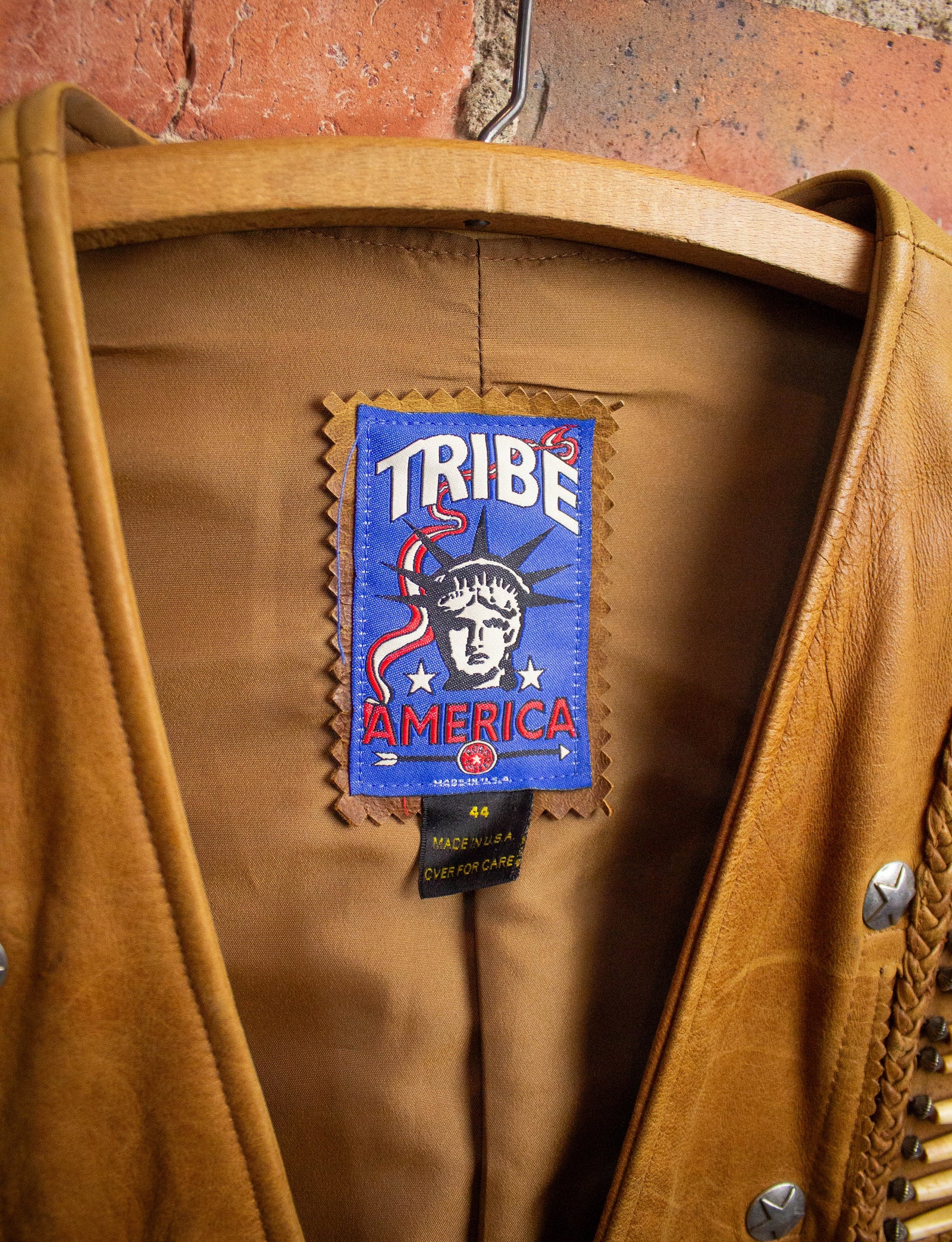 Vintage Tan Tribe Bone Biker Vest XL