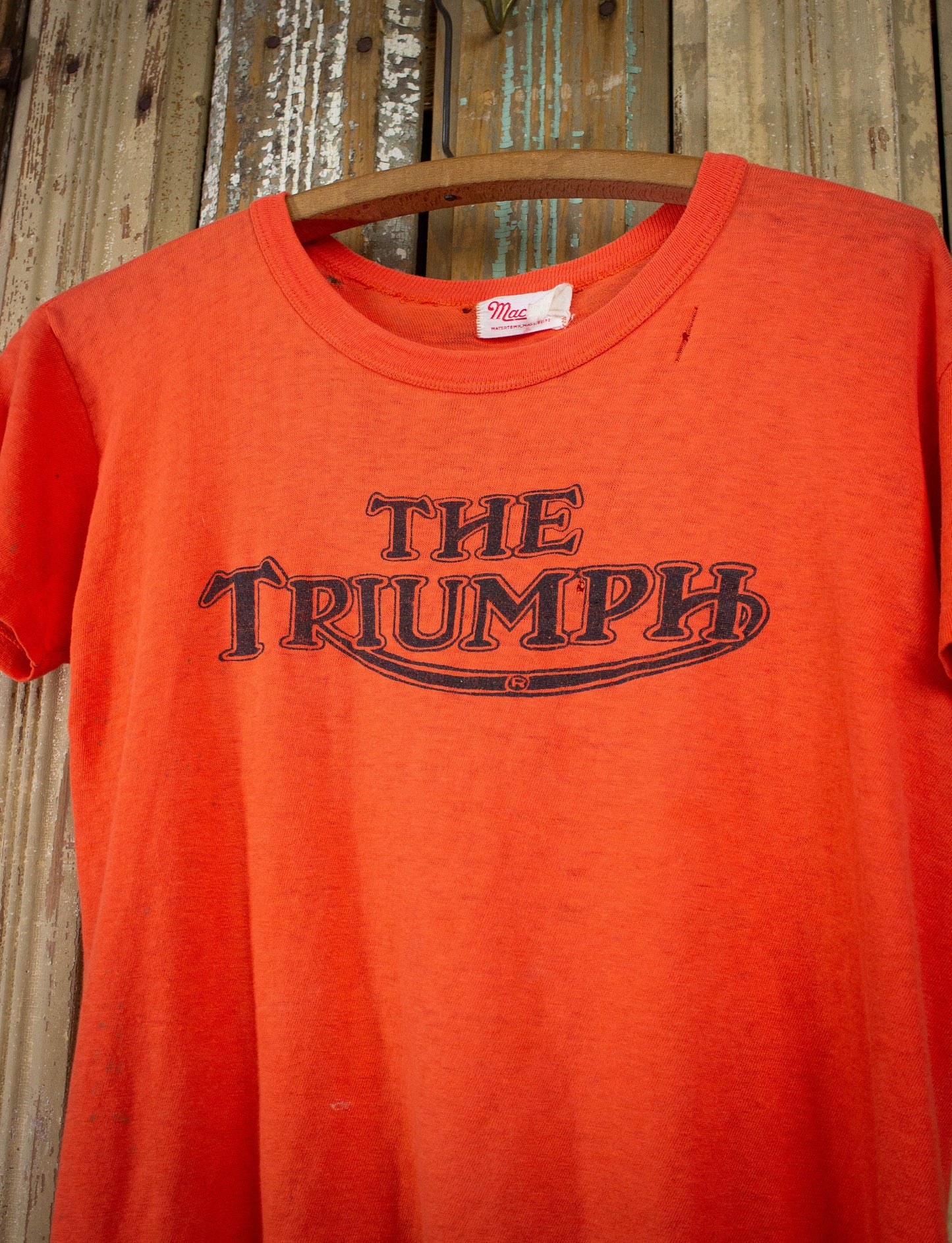 Vintage Triumph Boston Cycles Graphic T Shirt 60s Orange Small