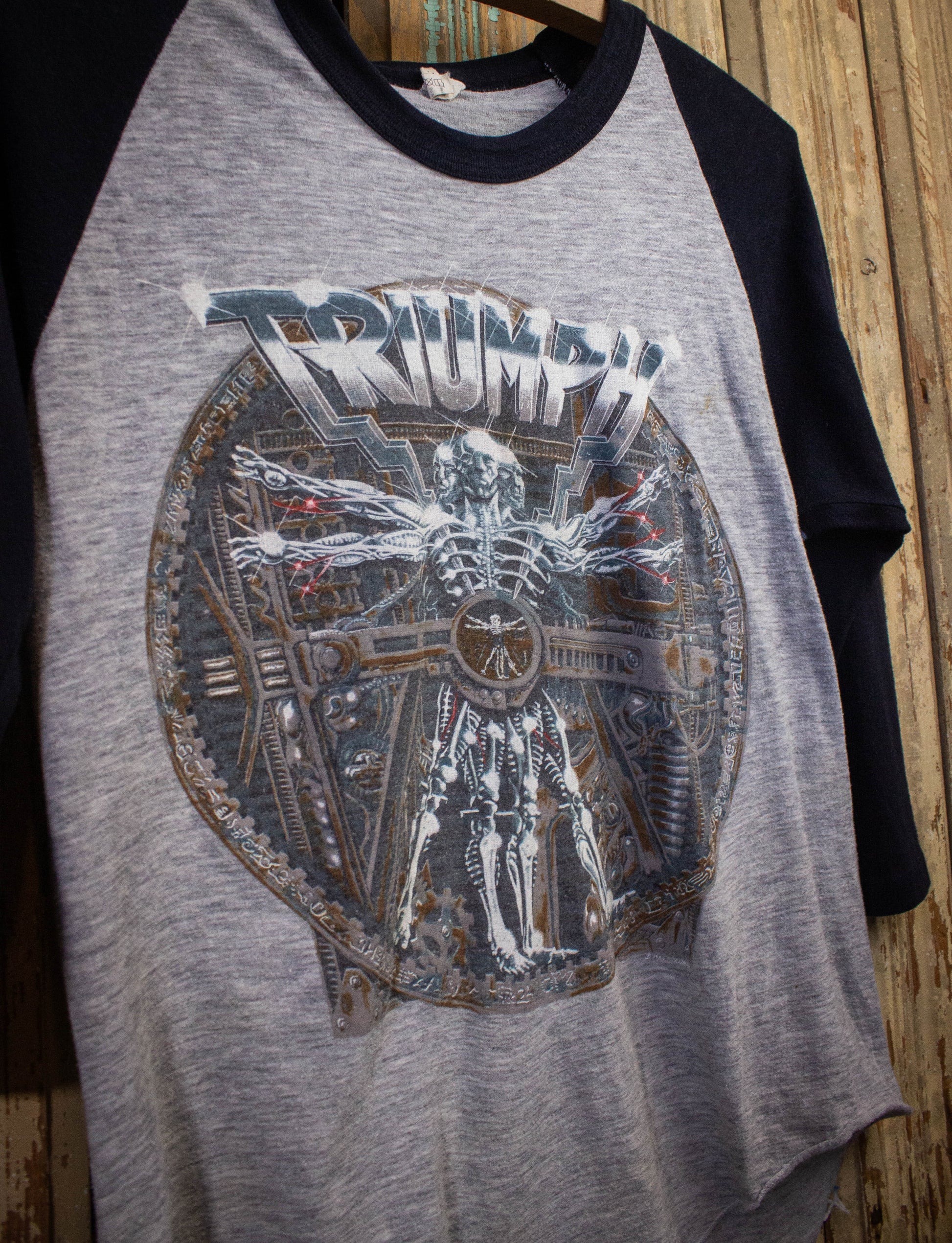 Vintage Triumph Thunder Seven World Tour Raglan Concert T Shirt 1985 Black/Gray Medium