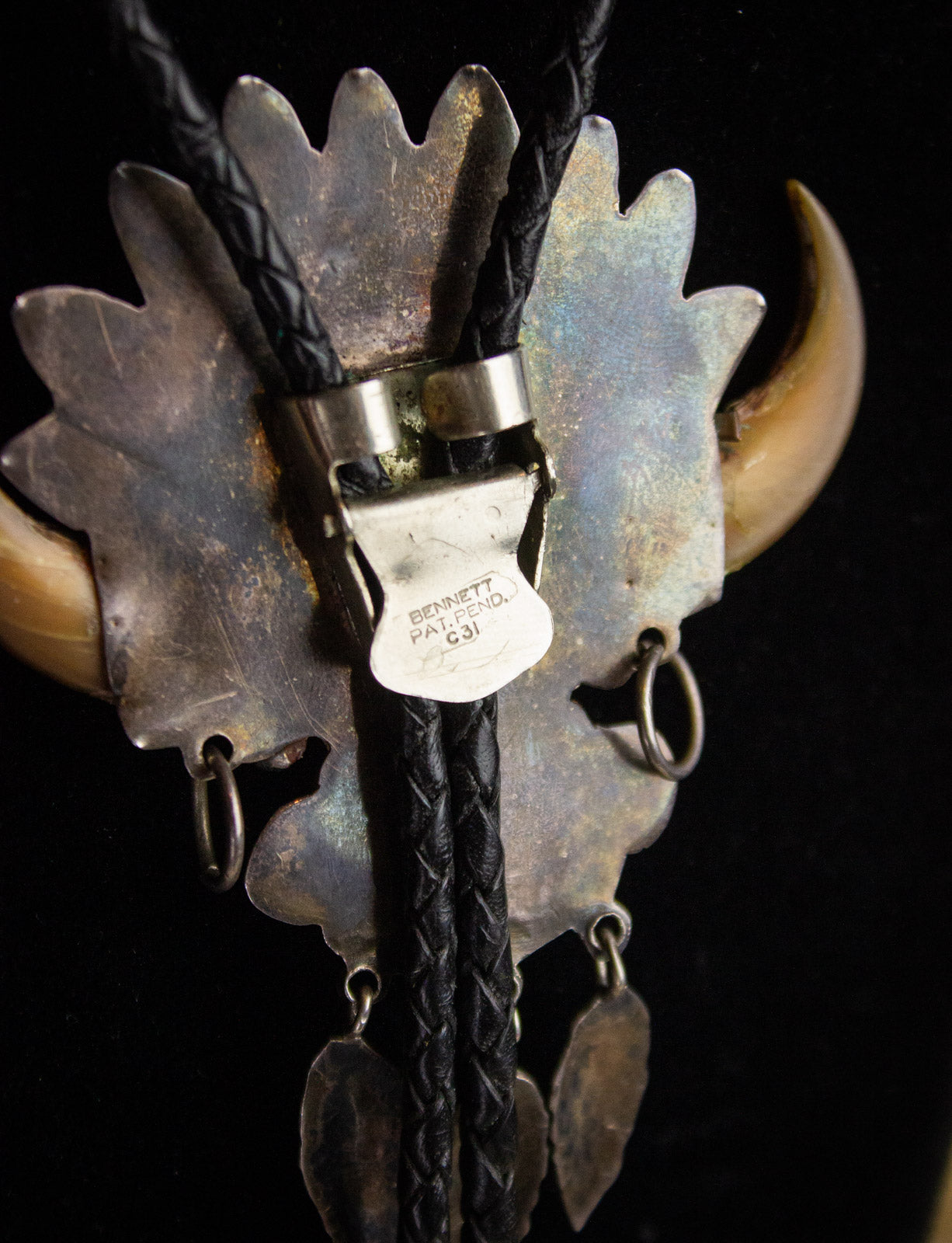 Vintage Sterling Silver, Turquoise, and Bear Claw Bolo Tie